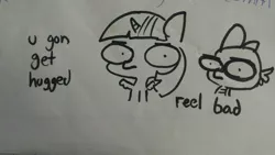 Size: 1280x720 | Tagged: safe, artist:tjpones, derpibooru import, spike, twilight sparkle, twilight sparkle (alicorn), alicorn, pony, incoming hug, lineart, monochrome, stylistic suck, traditional art