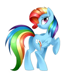 Size: 3000x3000 | Tagged: safe, artist:scarlet-spectrum, derpibooru import, rainbow dash, pegasus, pony, newbie dash, alternate hairstyle, bedroom eyes, female, impersonating, looking at you, mare, plot, rainbow fash, rainbutt dash, raised hoof, simple background, smiling, solo, transparent background