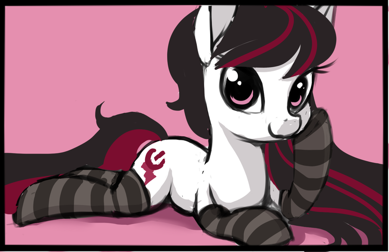 Size: 1441x934 | Tagged: safe, artist:starshinebeast, derpibooru import, oc, oc:electra sparks, unofficial characters only, earth pony, pony, clothes, female, mare, sketch, socks, solo, striped socks