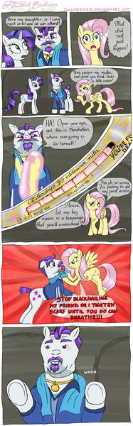 Size: 1280x4100 | Tagged: artist:rockmedved, badass, comic, derpibooru import, fluttershy, meme, mr. stripes, rarity, safe, the saddle row review