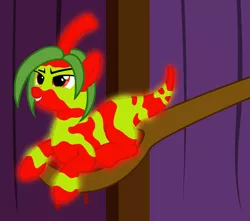 Size: 2388x2114 | Tagged: safe, artist:badumsquish, derpibooru import, ponified, food pony, original species, badumsquish strikes again, chili, female, food, frown, glare, glow, grin, hot pepper, merciless guatemalan insanity pepper of quetzalacatenango, offscreen character, original spices, pepper, prone, smiling, smirk, solo, spoon, the simpsons, this will end in pain, this will end in tears, this will end in tears and/or death