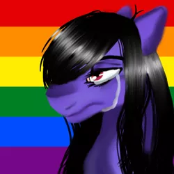 Size: 1730x1730 | Tagged: safe, artist:brainiac, derpibooru import, oc, oc:brainiac, unofficial characters only, pony, crying, donation, fundraiser, gay pride, gay pride flag, male, pride, pulse, pulse victims, rainbow, sad, solo, stallion, stand with orlando