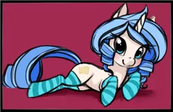 Size: 1439x935 | Tagged: safe, artist:starshinebeast, derpibooru import, oc, oc:opuscule antiquity, unofficial characters only, pony, unicorn, clothes, female, mare, sketch, socks, solo, striped socks