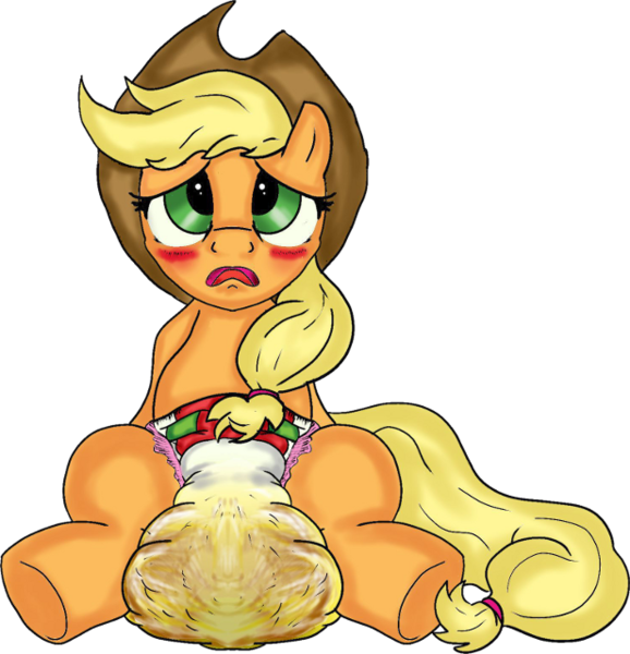 Size: 616x640 | Tagged: applejack, artist:jay dee, crinkle pony the copyright infringement update, derpibooru import, diaper, diaper fetish, female, messy diaper, poop, questionable, scat, sitting, solo, solo female, super crinkle pony adventure 64, urine, wet diaper