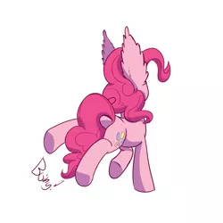 Size: 1280x1280 | Tagged: artist:heir-of-rick, derpibooru import, impossibly large ears, pinkie pie, plot, pronking, safe, solo