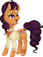 Size: 167x220 | Tagged: safe, artist:xseamair, derpibooru import, saffron masala, pony, unicorn, spice up your life, female, mare, open mouth, pixel art, simple background, solo, transparent background