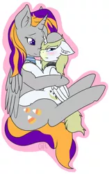 Size: 820x1305 | Tagged: safe, artist:otpl, derpibooru import, oc, oc:rothstein, unofficial characters only, alicorn, pony, alicorn oc, choker, collar, cuddling, female, femboy, male, oc x oc, shipping, snuggling, straight