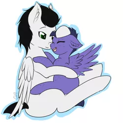 Size: 1000x1000 | Tagged: safe, artist:otpl, derpibooru import, oc, unofficial characters only, pegasus, pony, cuddling, freckles, oc x oc, shipping, snuggling