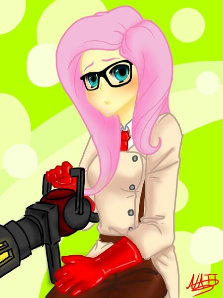 Size: 564x752 | Tagged: artist needed, derpibooru import, fluttermedic, fluttershy, human, humanized, medic, medishy, parody, safe, solo, team fortress 2