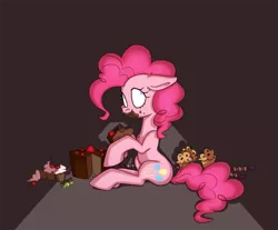 Size: 993x821 | Tagged: artist:essel, candy, caught, chocolate, cupcake, derpibooru import, food, muffin, pinkie pie, safe, solo