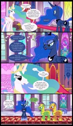 Size: 2000x3441 | Tagged: artist:mlp-silver-quill, comic, delegating, derpibooru import, princess celestia, princess luna, royal guard, royal sisters, safe