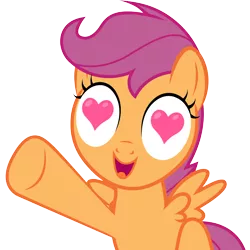 Size: 6000x6000 | Tagged: absurd resolution, adobe illustrator, .ai available, artist:caliazian, derpibooru import, heart eyes, lesson zero, open mouth, raised leg, safe, scootaloo, simple background, solo, transparent background, vector, wingding eyes