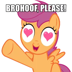 Size: 512x512 | Tagged: safe, artist:caliazian, derpibooru import, scootaloo, lesson zero, heart eyes, hoofbump, image macro, meme, open mouth, raised leg, simple background, solo, transparent background, vector, wingding eyes