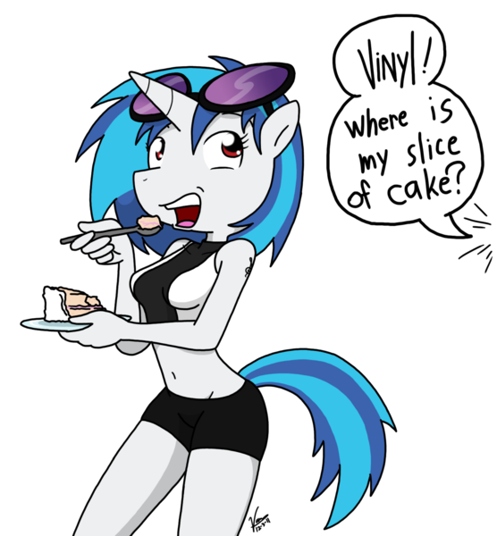 Size: 1451x1566 | Tagged: anthro, artist:sandwich-anomaly, cake, derpibooru import, dialogue, do you want this cake, food, harry partridge, nicolas cage, nicolas cage wants cake, octavia melody, offscreen character, parody, parody of a parody, safe, simple background, solo, tattoo, the family man, transparent background, vinyl scratch