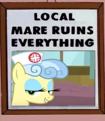 Size: 668x767 | Tagged: suggestive, derpibooru import, nurse coldheart, nurse snowheart, earth pony, pony, female, local mare ruins everything, looking at you, mare, the simpsons