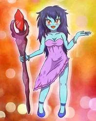 Size: 2563x3256 | Tagged: suggestive, artist:sumin6301, derpibooru import, princess ember, equestria girls, bloodstone scepter, blushing, bracelet, breasts, cleavage, clothes, cute, dragon lord ember, dress, equestria girls-ified, female, high heels, jewelry, looking at you, open mouth, shoes, solo, solo female