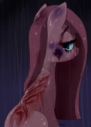 Size: 1800x2500 | Tagged: abuse, artist:misspolycysticovary, blood, bruised, crying, derpibooru import, grimdark, pinkamena diane pie, pinkiebuse, pinkie pie, rain, sad, solo, wet hair, wet mane