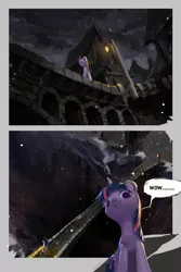 Size: 1024x1536 | Tagged: abyss, artist:ciyunhe, comic, comic:falling into the deep, dark, derpibooru import, lamp, night, safe, scenery, solo, translation, twilight sparkle