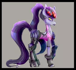 Size: 1300x1200 | Tagged: artist:melodybell, crossover, derpibooru import, overwatch, ponified, ponytail, safe, solo, widowmaker