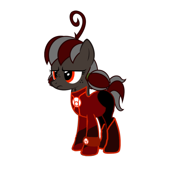 Size: 1152x1152 | Tagged: safe, artist:motownwarrior01, derpibooru import, oc, oc:squeaky pitch, unofficial characters only, clothes, cosplay, costume, crossover, dc comics, green lantern, green lantern (comic), parody, red lantern, red lantern corps, simple background, solo, transparent background, wristband