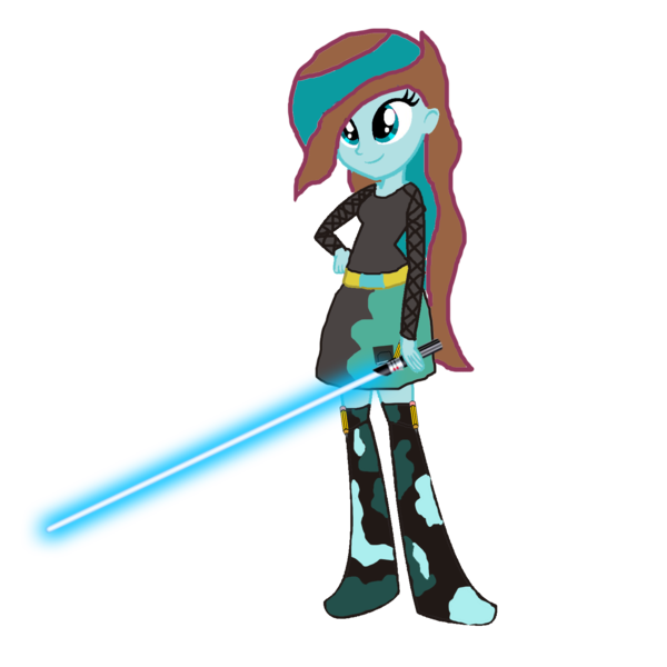 Size: 1536x1536 | Tagged: safe, artist:motownwarrior01, derpibooru import, oc, oc:gamer sketch, unofficial characters only, equestria girls, crossover, lightsaber, simple background, solo, star wars, transparent background, weapon