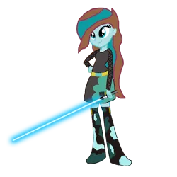 Size: 1536x1536 | Tagged: safe, artist:motownwarrior01, derpibooru import, oc, oc:gamer sketch, unofficial characters only, equestria girls, crossover, lightsaber, simple background, solo, star wars, transparent background, weapon