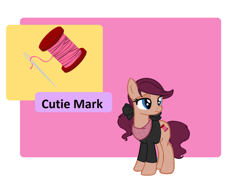 Size: 1160x864 | Tagged: artist:obeliskgirljohanny, base used, bow, clothes, cutie mark, derpibooru import, oc, oc:cerise rose, pigtails, sad, safe, solo, unofficial characters only