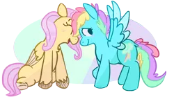 Size: 1280x719 | Tagged: safe, artist:thespoopydeer, derpibooru import, fluttershy, rainbow dash, female, flutterdash, lesbian, shipping