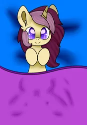 Size: 838x1200 | Tagged: artist:jaylinebagel, bed, derpibooru import, from above, oc, oc:lannie lona, safe, solo, unofficial characters only