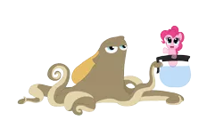 Size: 2559x1569 | Tagged: artist:poppun, cranky doodle donkey, crossover, derpibooru import, finding dory, hank, octopus, pinkie pie, pixar, safe, sea pony, septopus, simple background, species swap, transparent background