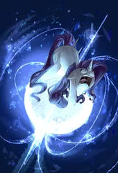 Size: 1900x2800 | Tagged: artist:segraece, derpibooru import, floppy ears, magnetar, neutron star, open mouth, part of a set, rarity, screaming, semi-grimdark, solo, stars, tangible heavenly object, wide eyes