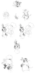 Size: 1312x2683 | Tagged: anthro, artist:whydomenhavenipples, bread, comic, derpibooru import, didn't think this through, fetish, food, food pony, inanimate tf, monochrome, oc, oc:floof, oc:nikita, oc:phoebe, original species, ray gun, safe, sketch, this will end in tears, toast, transformation, unofficial characters only, vore