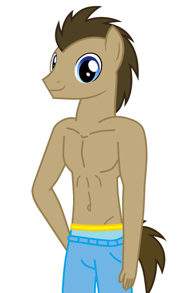 Size: 4086x6358 | Tagged: absurd resolution, anthro, bare chest, belly button, boxers, clothes, derpibooru import, doctor whooves, male, pants, solo, solo male, suggestive, time turner, topless, underwear