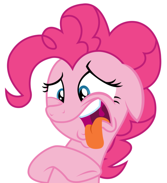 Size: 2525x2775 | Tagged: safe, artist:sketchmcreations, derpibooru import, pinkie pie, spice up your life, cute, diapinkes, disgusted, floppy ears, open mouth, raised hoof, simple background, tongue out, transparent background, vector