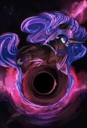 Size: 1900x2800 | Tagged: artist:segraece, black hole, derpibooru import, nightmare moon, part of a set, safe, solo, space, tangible heavenly object