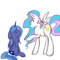 Size: 1500x1500 | Tagged: artist:renaifoxi, derpibooru import, princess celestia, princess luna, s1 luna, safe