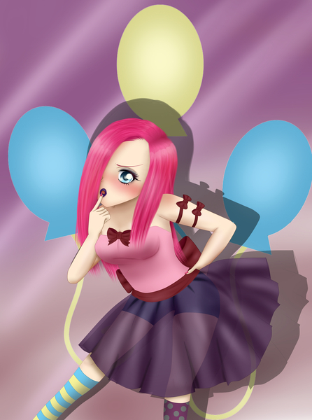 Size: 2133x2871 | Tagged: artist:zeezeepearl, blushing, clothes, derpibooru import, goth, human, humanized, pinkamena diane pie, pinkie pie, safe, see-through, shorts, skirt, socks, solo