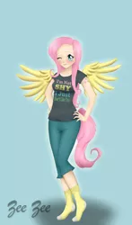 Size: 3097x5256 | Tagged: artist:zeezeepearl, derpibooru import, fluttershy, human, humanized, safe, tailed humanization, winged humanization