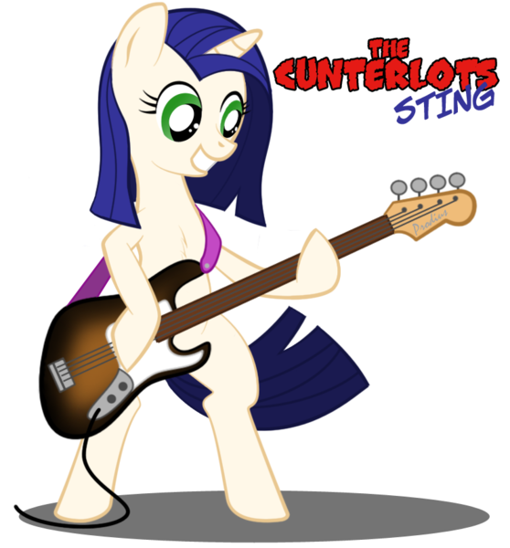 Size: 801x862 | Tagged: questionable, artist:prodius, derpibooru import, oc, oc:crossbow sting, unofficial characters only, pony, unicorn, a world renewed, bipedal, guitar, rock, vulgar