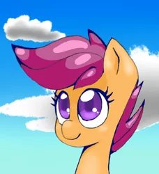 Size: 1536x1683 | Tagged: artist:jeremy-the-lemon, bust, cloud, derpibooru import, portrait, safe, scootaloo, solo