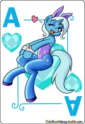 Size: 1447x2100 | Tagged: safe, artist:outofworkderpy, derpibooru import, ace, trixie, pony, unicorn, ace of hearts, adorkable, bunny ears, bunny suit, card, clothes, cute, dork, eyeshadow, female, funny, heart, leaning, leaning back, legs, leotard, magician outfit, makeup, mare, pantyhose, playing card, pose, seductive, seductive pose, sexy, silly, solo, stomach, sultry pose, tights, wink
