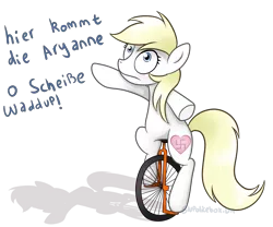 Size: 6000x5000 | Tagged: safe, artist:blupolicebox, derpibooru import, oc, oc:aryanne, unofficial characters only, earth pony, pony, absurd resolution, biker, dat boi, female, heart, heil, meme, nazi, simple background, solo, swastika, text, transparent background, unicycle