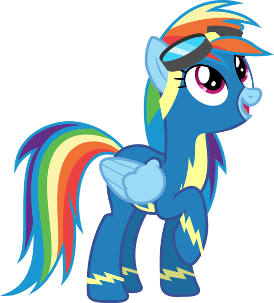 Size: 4532x5000 | Tagged: absurd resolution, artist:baumkuchenpony, clothes, derpibooru import, goggles, inkscape, looking up, newbie dash, open mouth, rainbow dash, raised hoof, safe, simple background, solo, .svg available, transparent background, vector, wonderbolts, wonderbolts uniform