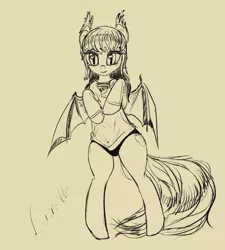 Size: 1512x1678 | Tagged: suggestive, artist:lunebat, derpibooru import, oc, oc:lunette, unofficial characters only, bat pony, pony, semi-anthro, clothes, female, mare, panties, solo, solo female, underwear
