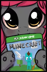 Size: 934x1441 | Tagged: adorable face, artist:starshinebeast, changeling, changeling oc, colt, cute, derpibooru import, foal, male, minecraft, oc, oc:glitch desire, pink changeling, pleading, safe, solo, unofficial characters only, video game, xbox one
