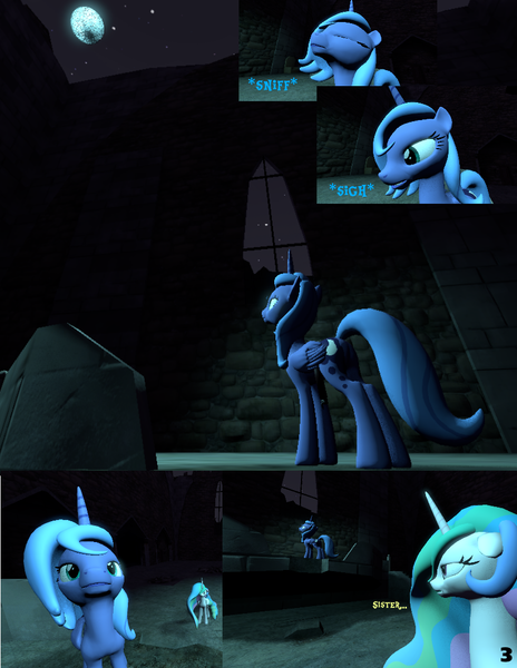 Size: 816x1056 | Tagged: 3d, artist:kombatantchampion, castle of the royal pony sisters, comic, comic:my little star wars the force is magic, derpibooru import, dialogue, moon, princess celestia, princess luna, safe, source filmmaker