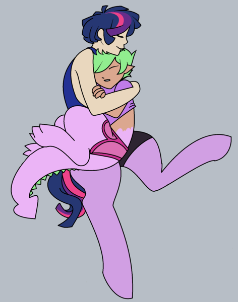 Size: 1477x1876 | Tagged: artist:/d/non, cuddling, cute, derpibooru import, oc, oc:rory, oc:thistle, parent:spike, parent:twilight sparkle, safe, satyr, sleeping, snuggling, unofficial characters only