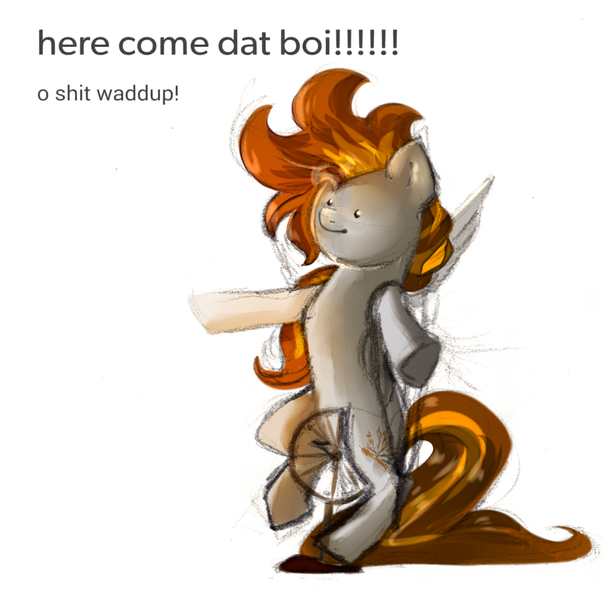 Size: 1024x1019 | Tagged: safe, artist:segraece, derpibooru import, oc, oc:golden rain, unofficial characters only, pegasus, pony, dat boi, meme, riding, solo, vulgar