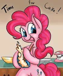 Size: 1000x1200 | Tagged: safe, artist:theponymasters, artist:xxmarkingxx, derpibooru import, pinkie pie, pony, baking, bipedal, bowl, collaboration, dough, flour, solo