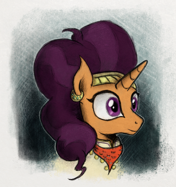 Size: 800x849 | Tagged: safe, artist:hewison, derpibooru import, saffron masala, pony, unicorn, spice up your life, bust, female, mare, portrait, solo